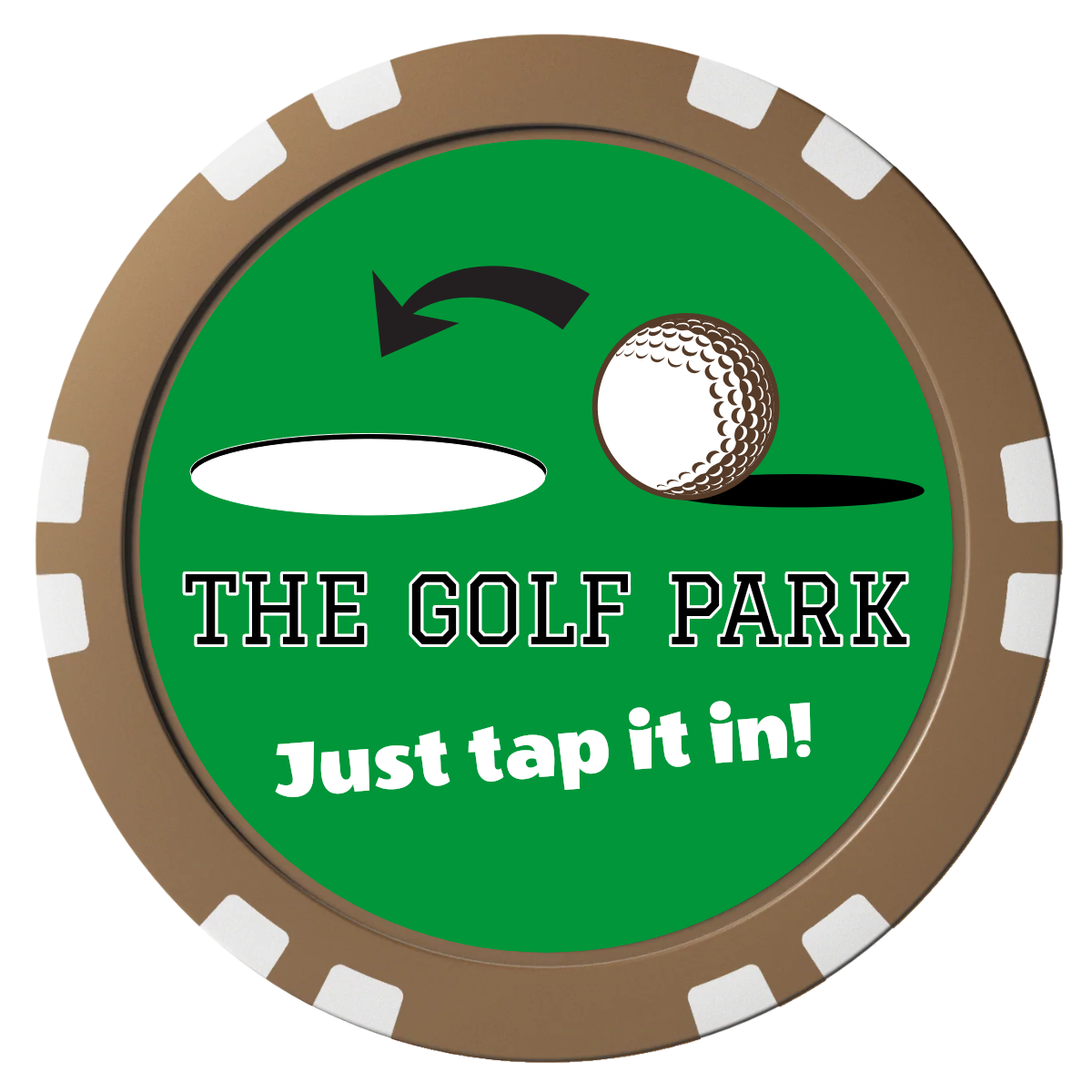 Golf Slogan Composite Poker Chips - Brown / Double Stripe - Front