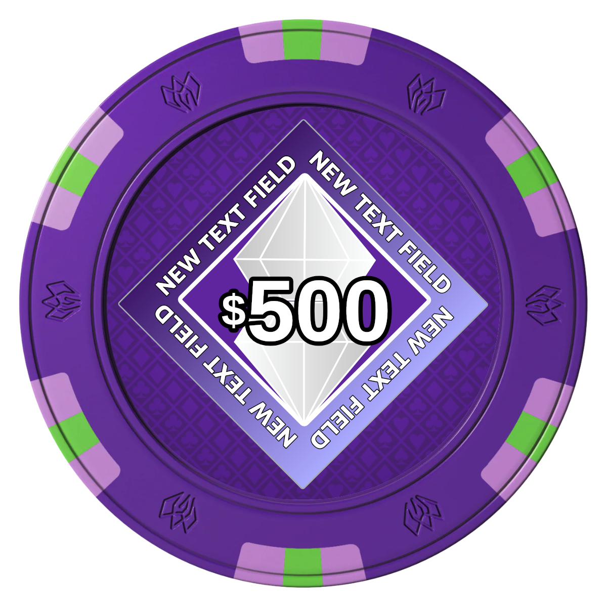 Diamond in the Rough Clay Poker Chips - Purple / 6 Spot Gem / 40mm - Front