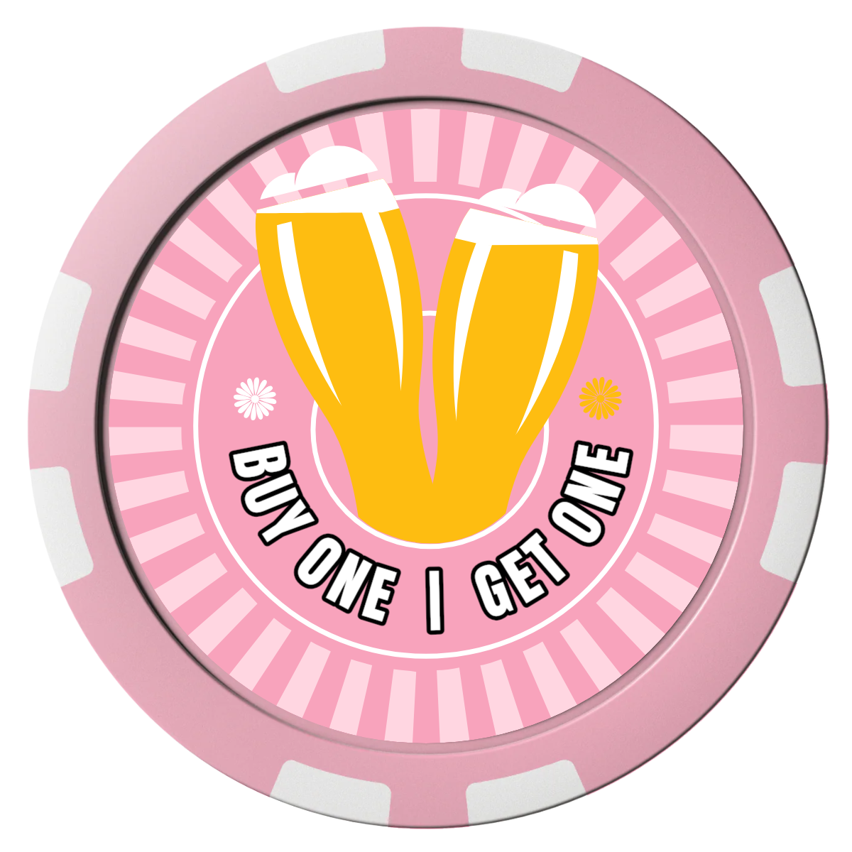 Double Pint Composite Poker Chips - Pink / 8 Stripe - Front