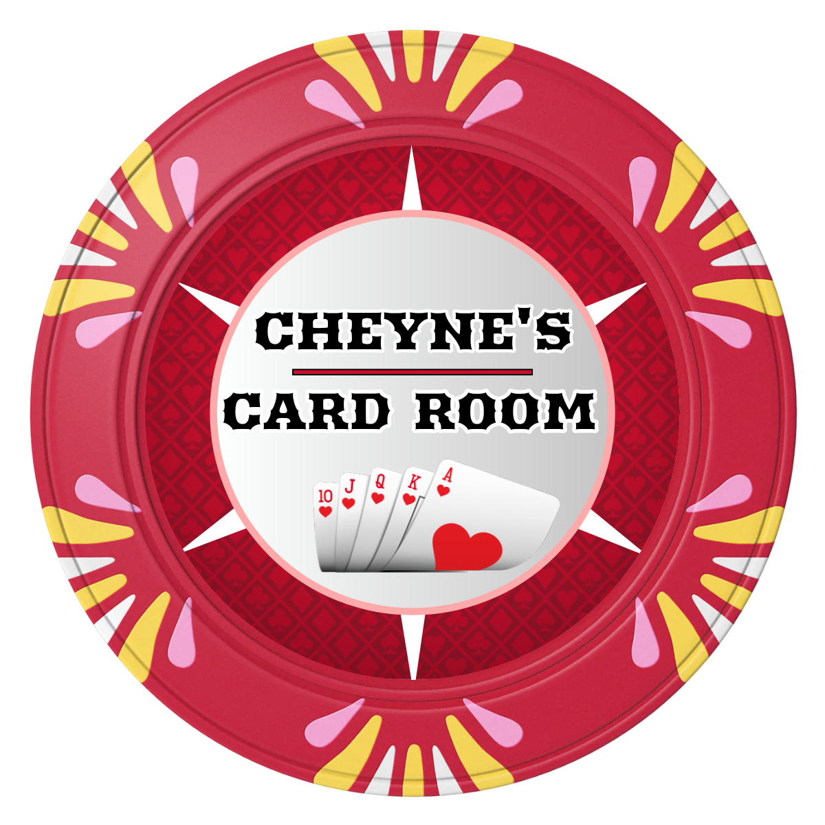 Cheyne's Card Room Clay Poker Chips - Red / Macau / 40mm - Front