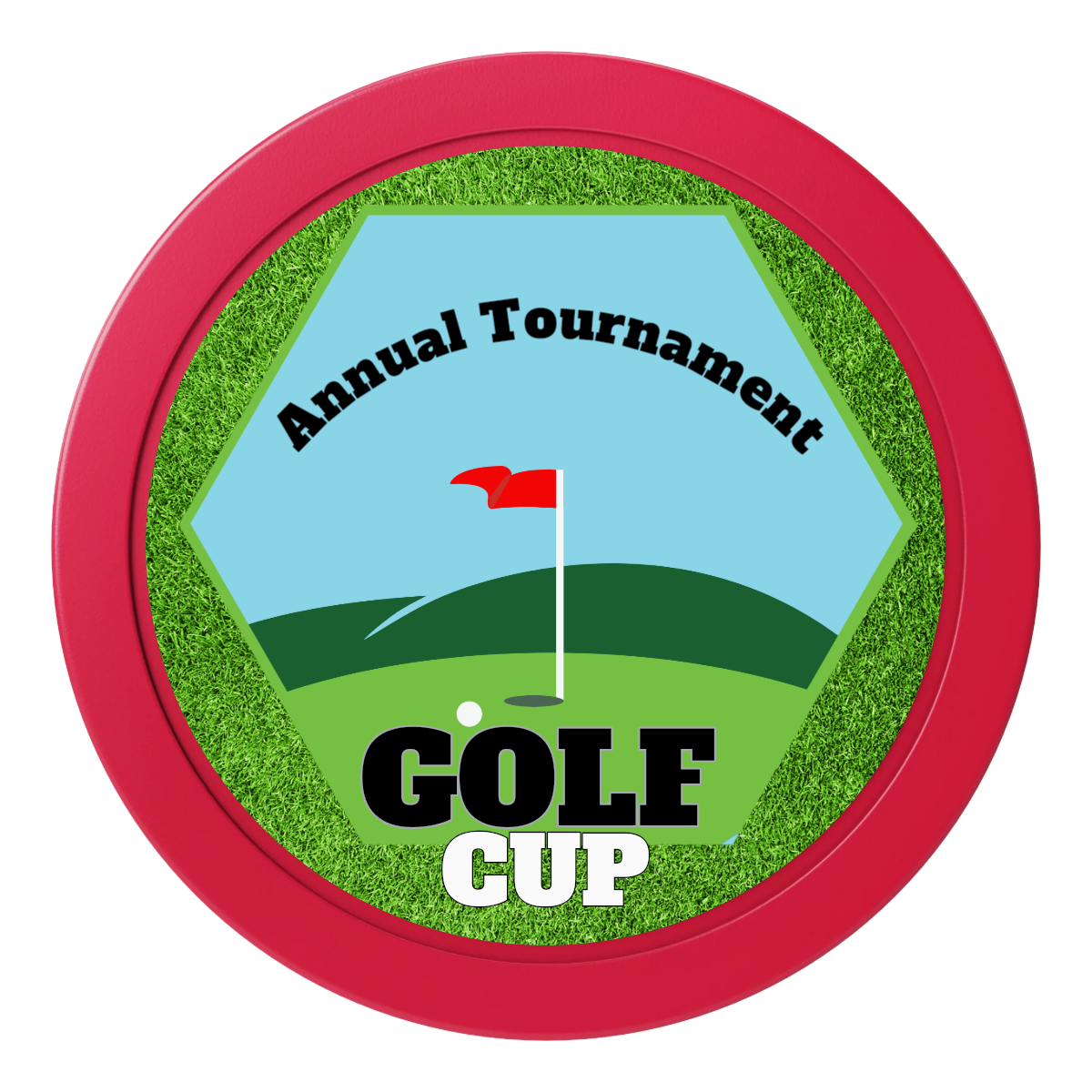 Golf Cup 2" Oversized Poker Chips - Red - Front