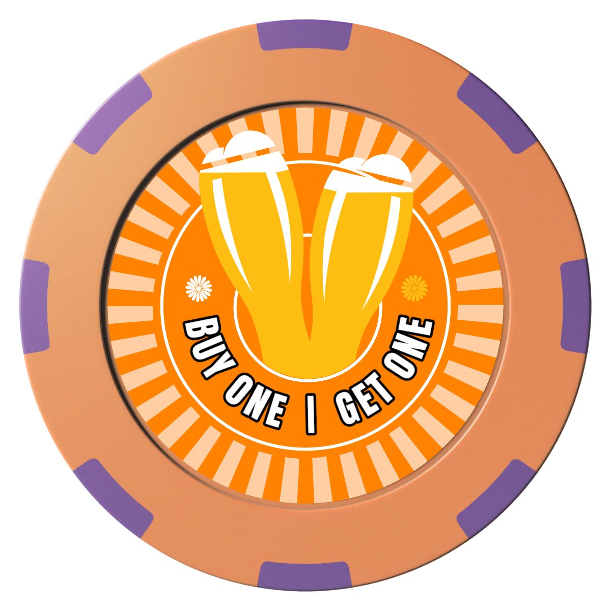 Double Pint Clay Poker Chips - Orange / 8 Spot (2 Tone) / 40mm - Front