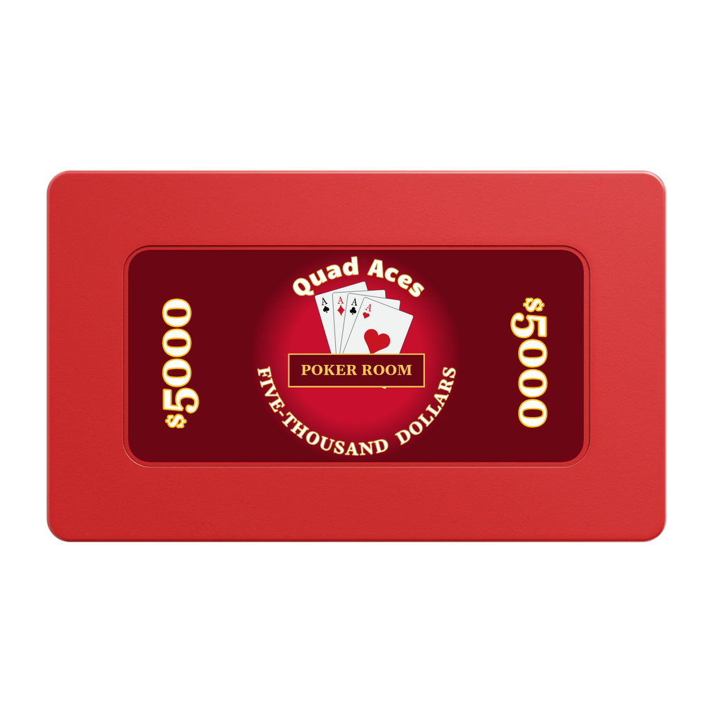 Quad Aces Rectangular Poker Chip Plaques - Red - Back