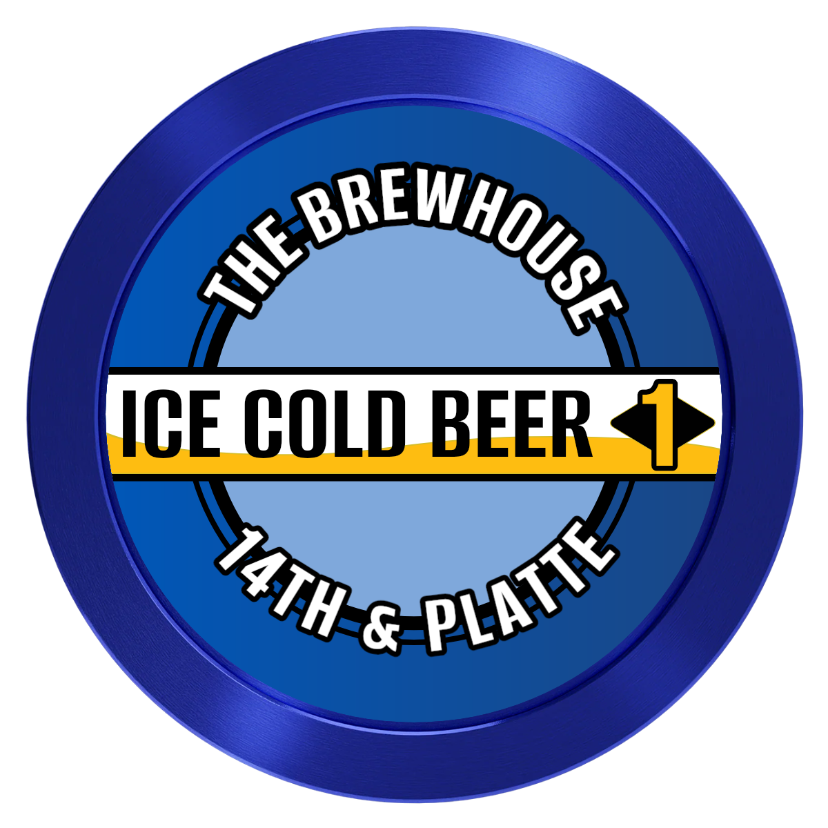 Ice Cold Beer Drink Token Aluminum Poker Chips - Blue - Front