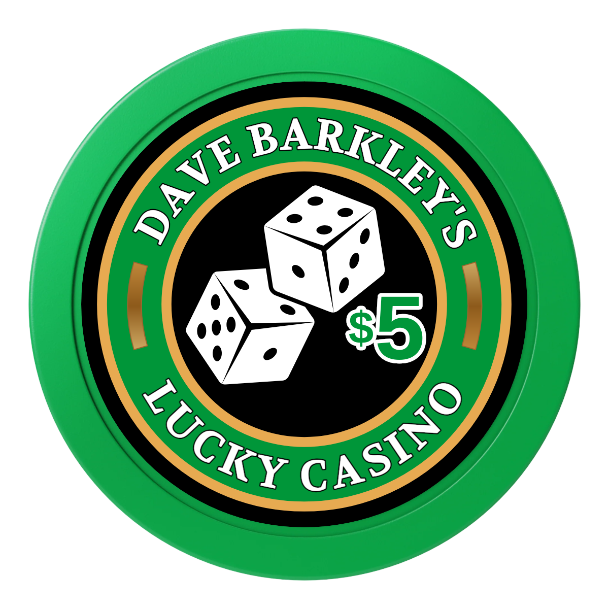 Dave's Lucky Casino 2" Composite Dealer Button - Green - Back