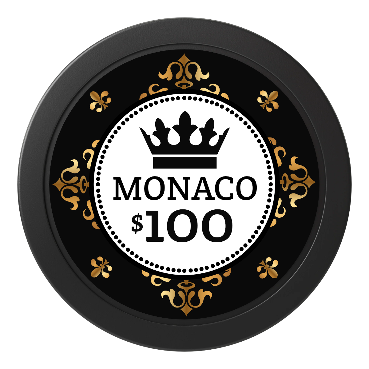 Monaco #001 2" Oversized Poker Chips - Black - Back