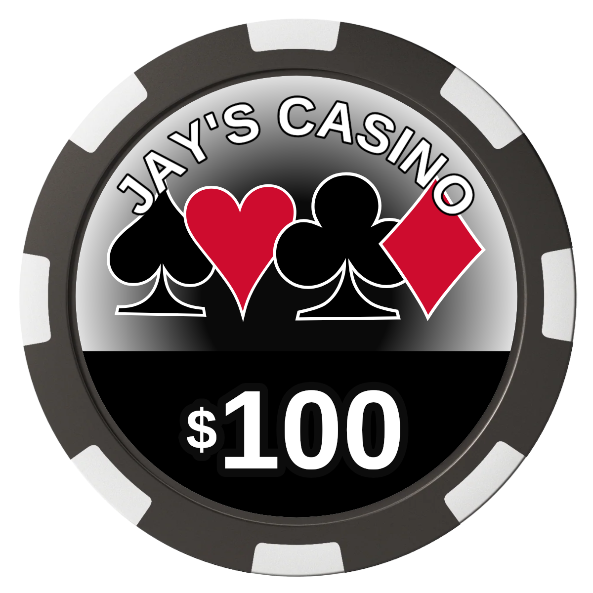 Jay's Casino Composite Poker Chips - Black / 8 Spot - Front