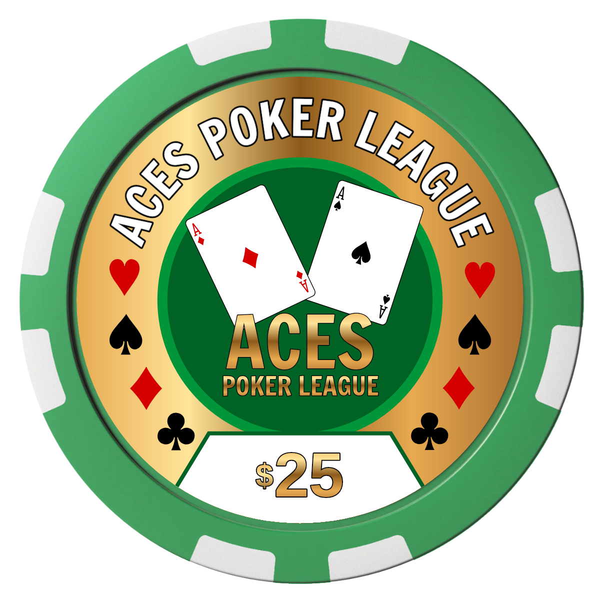 Aces Poker League Composite Poker Chips - Green / 8 Stripe - Front