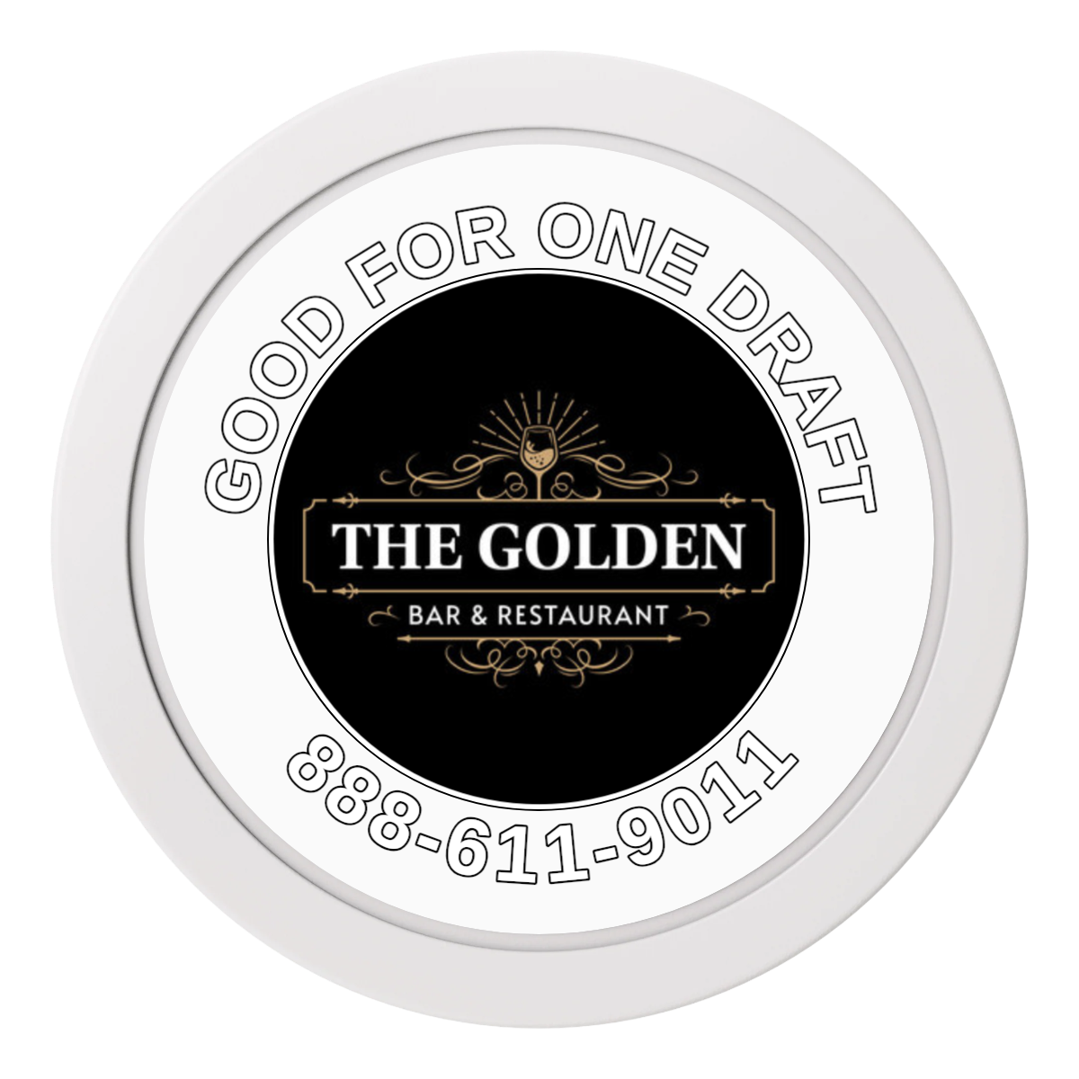 Branded Logo Bar Drink Token 2" Oversized Poker Chip - Custom Dealer Button & Card Protector - White - Back