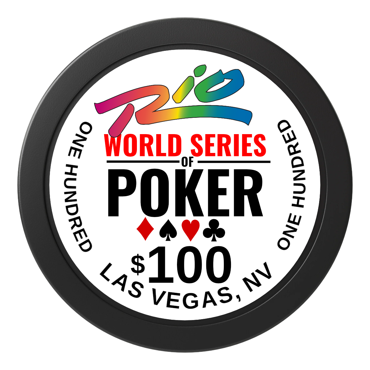 WSOP 2" Oversized Poker Chip - Custom Dealer Button & Card Protector - Black - Front