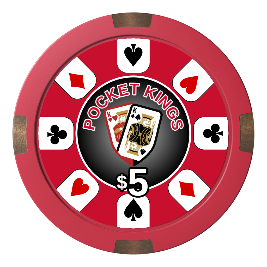 Pocket Kings Composite & Metal Hybrid Poker Chips - Red - Back
