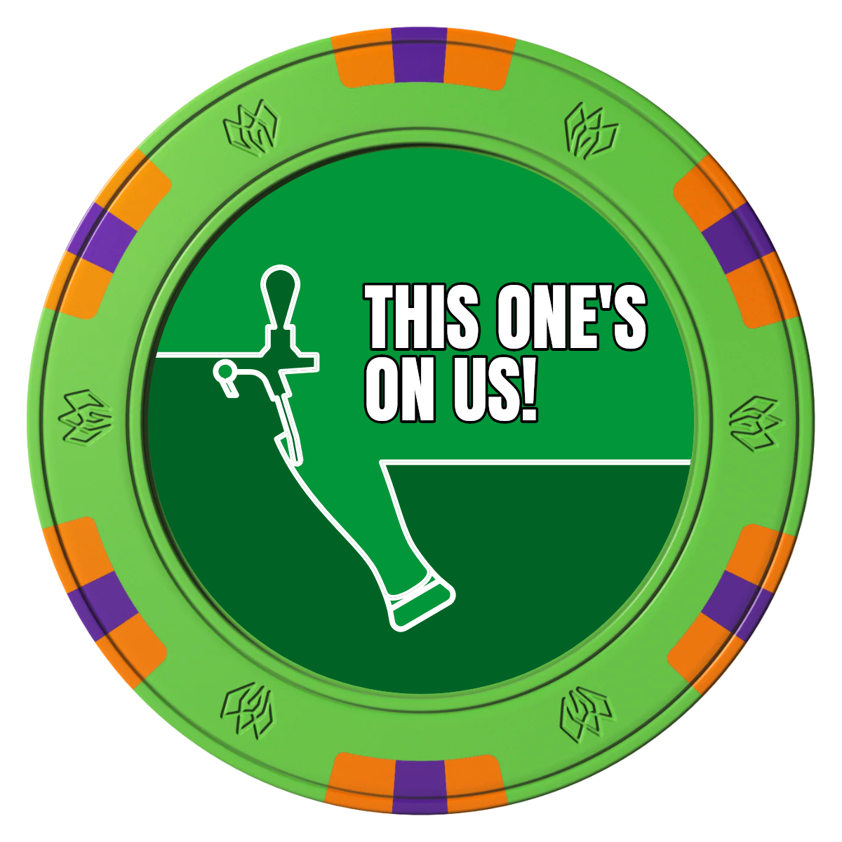 I'd Tap That Clay Poker Chips - Green / 6 Spot Gem / 40mm - Front