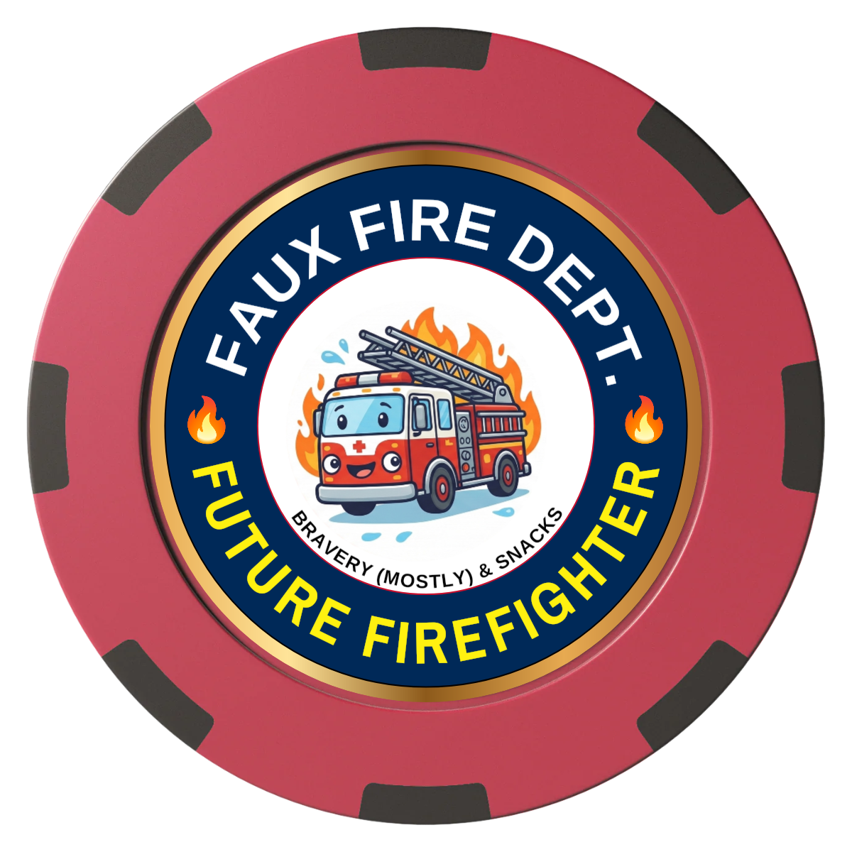 Future Firefighter Clay Poker Chips - Red / 8 Spot (2 Tone) / 40mm - Front