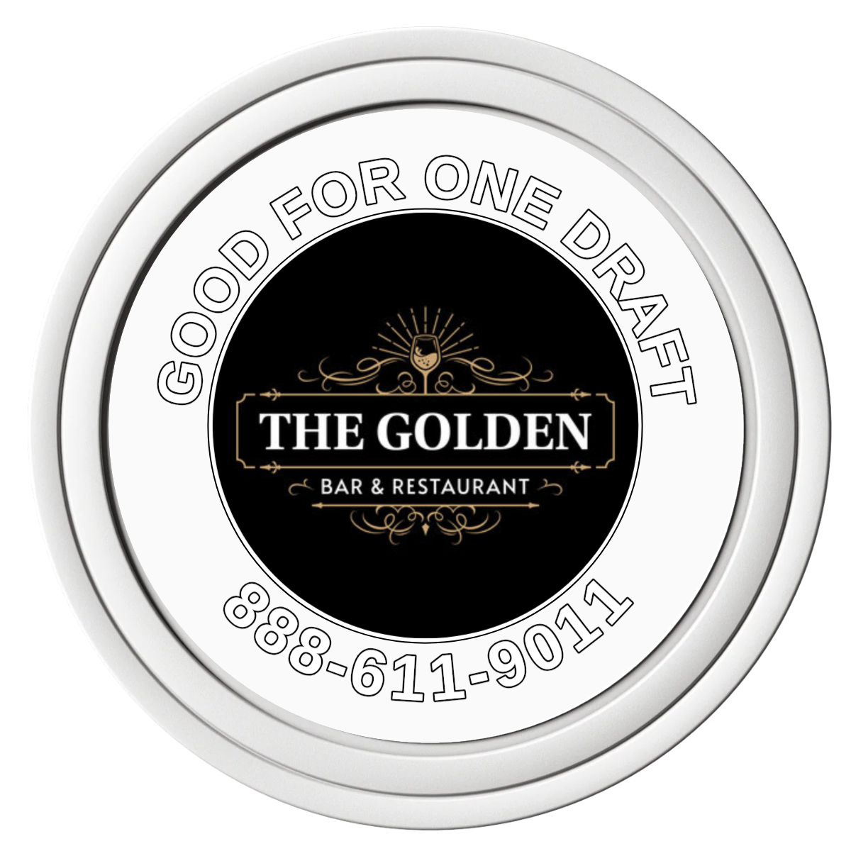 Branded Logo Bar Drink Token Composite Poker Chips - White / Solid - Front