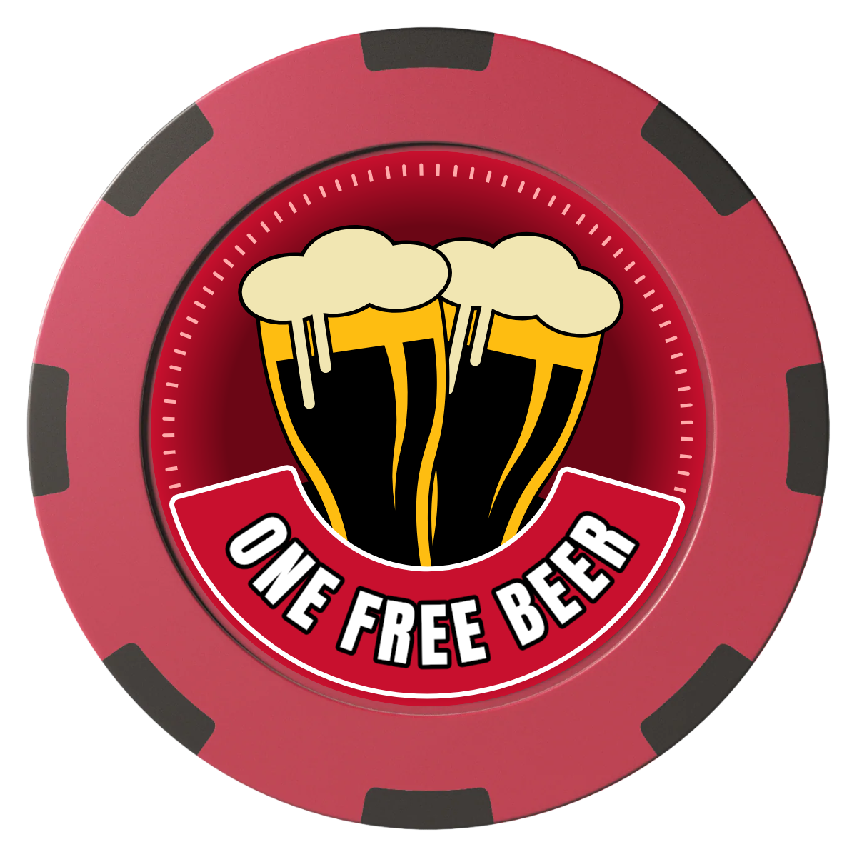 Double Pint 2 Clay Poker Chips - Red / 8 Spot (2 Tone) / 40mm - Front