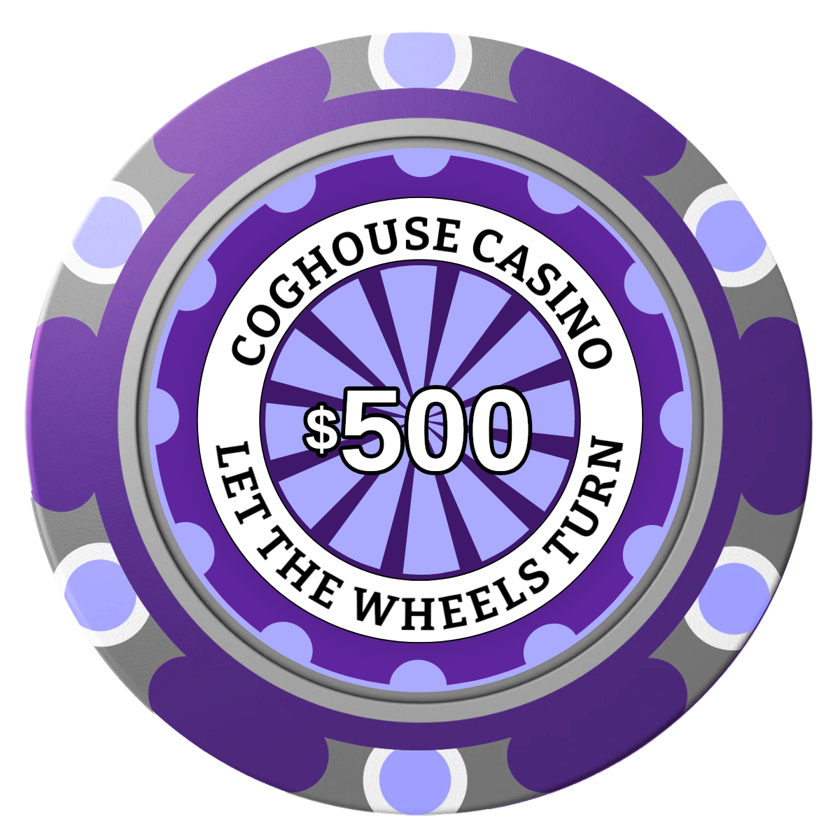 Cog House Clay Poker Chips - Purple / Monte Carlo / 40mm - Front