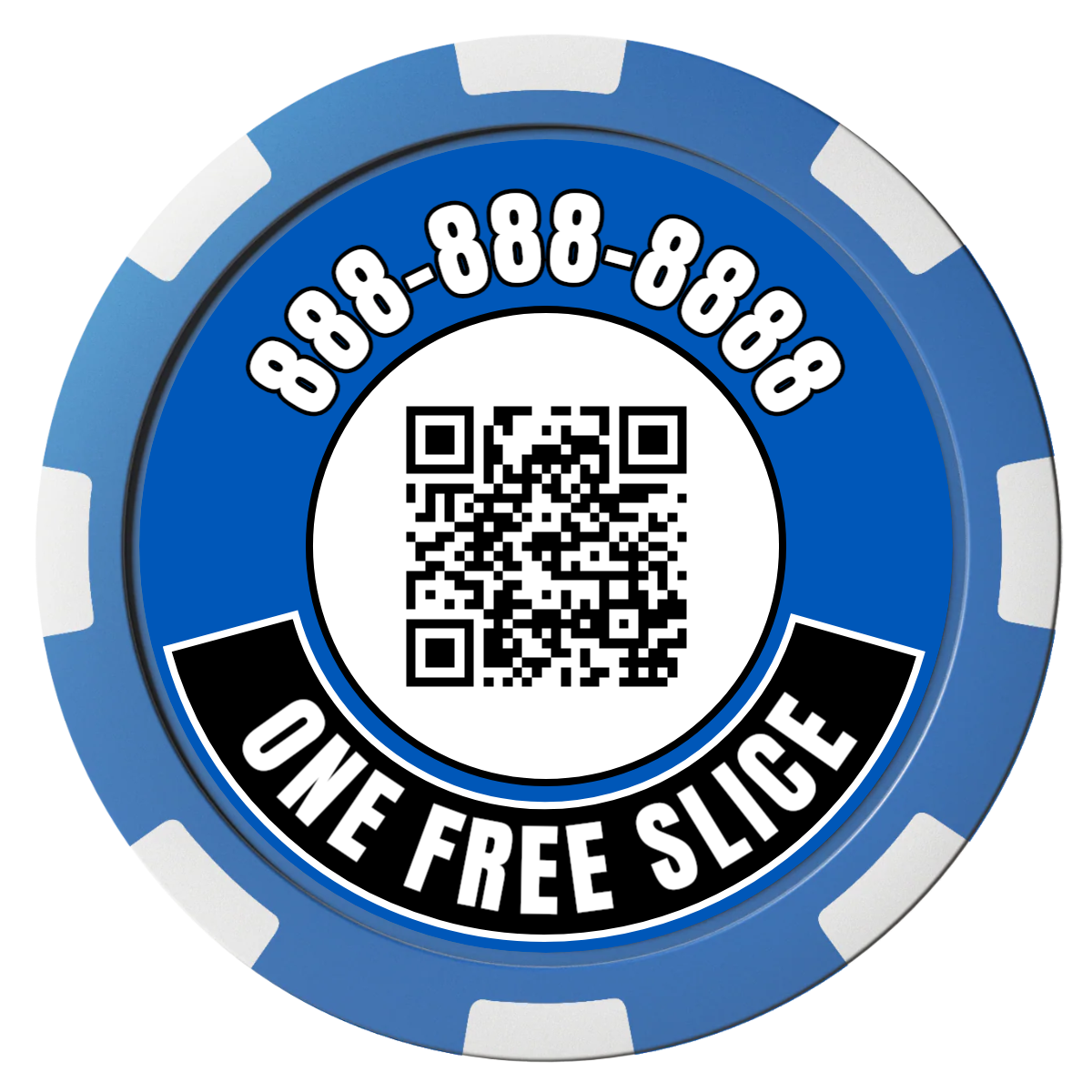 Brew Pub or Pizzeria with Logo Magnetic Composite Poker Chips - Blue / 8 Spot - Back