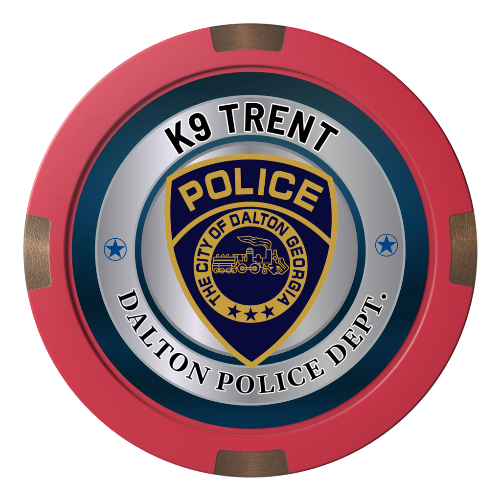 K-9 Trent Composite & Metal Hybrid Poker Chips - Red - Back