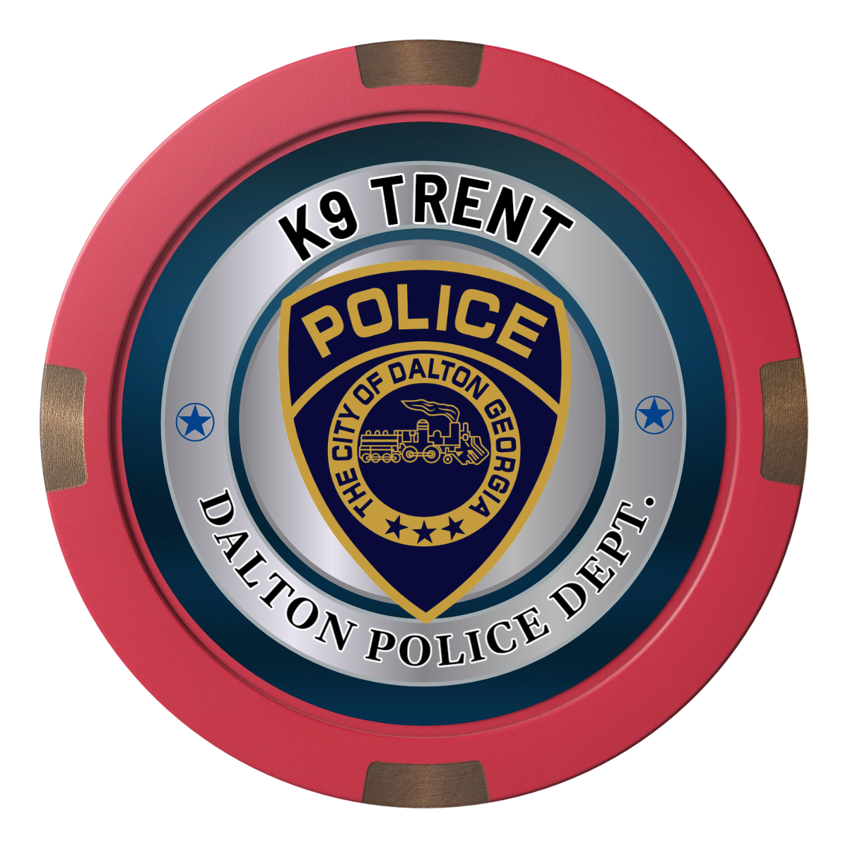 K-9 Trent Composite & Metal Hybrid Poker Chips - Red - Back