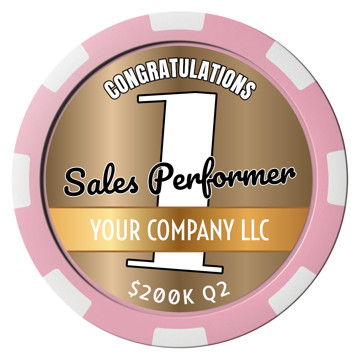 Top Sales Performer Composite Poker Chips - Pink / 8 Spot - Front