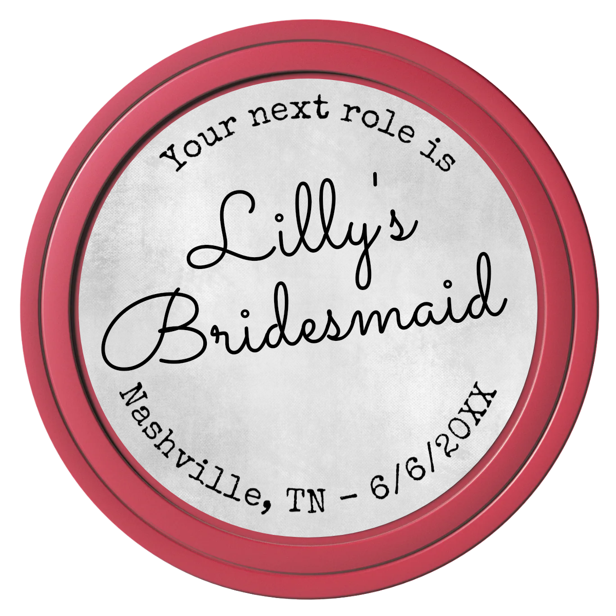Be My Bridesmaid Simple Composite Poker Chips - Red / Solid - Front