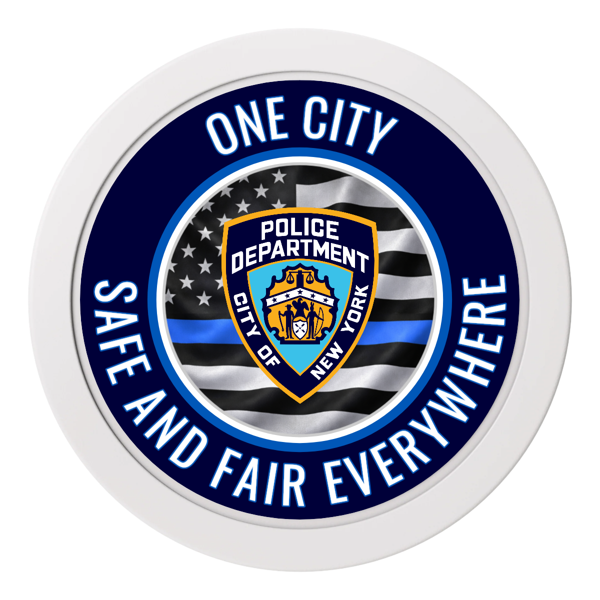 NYPD Safe and Fair 2" Oversized Poker Chips - White - Back