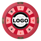 Suit 8 Your Logo Composite & Metal Hybrid Poker Chips - Red - Front