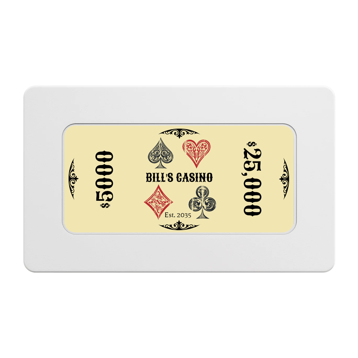 Vintage Four Suits Rectangular Poker Chip Plaques - White - Front