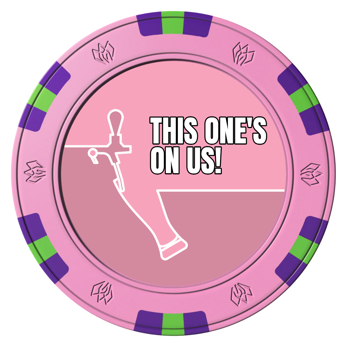 I'd Tap That Clay Poker Chips - Pink / 6 Spot Gem / 40mm - Front