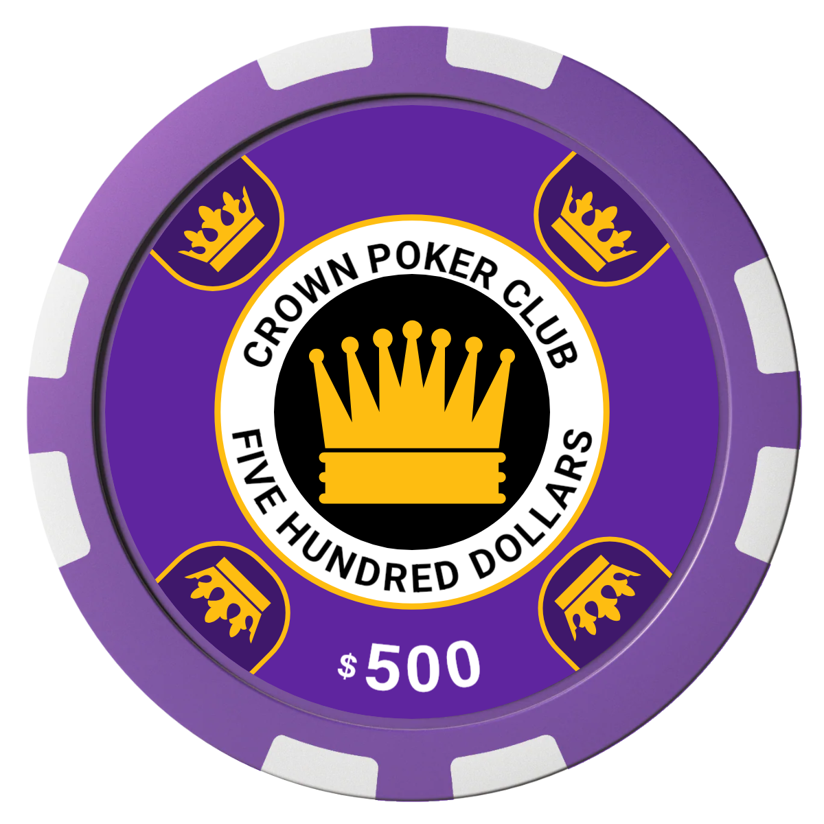 Crown Card Room Composite Poker Chips - Purple / 8 Stripe - Front