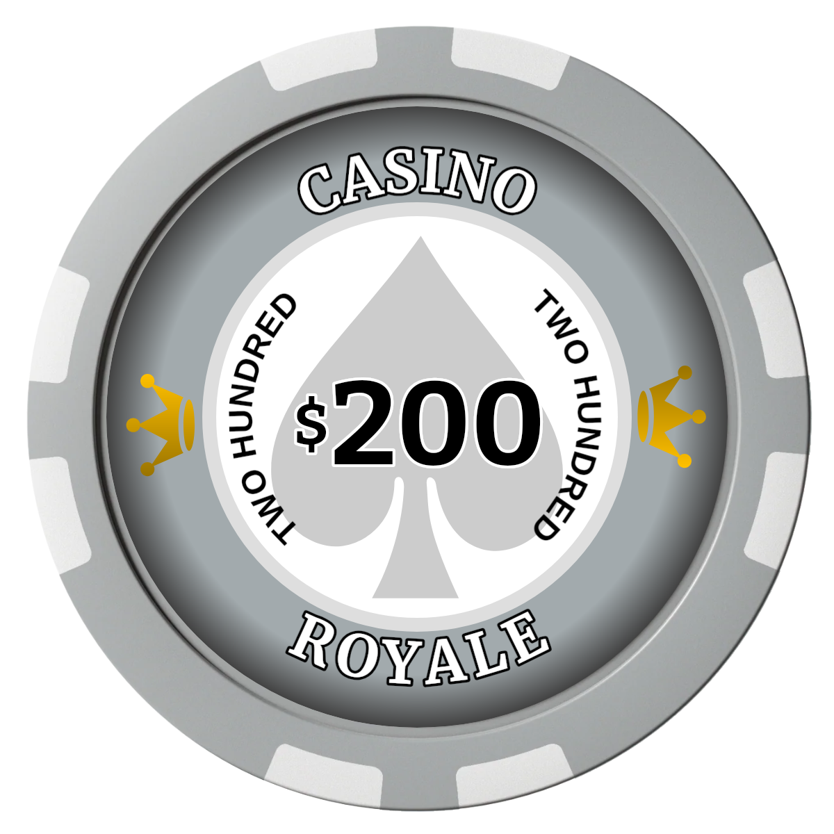 Casino Royale Composite Poker Chips - Gray / 8 Stripe - Front