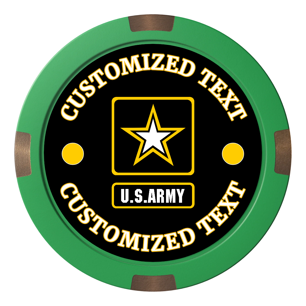 Army Strong Composite & Metal Hybrid Poker Chips - Green - Front