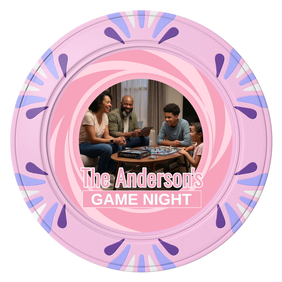 Anderson's Game Night Clay Poker Chips - Pink / Macau / 40mm - Front