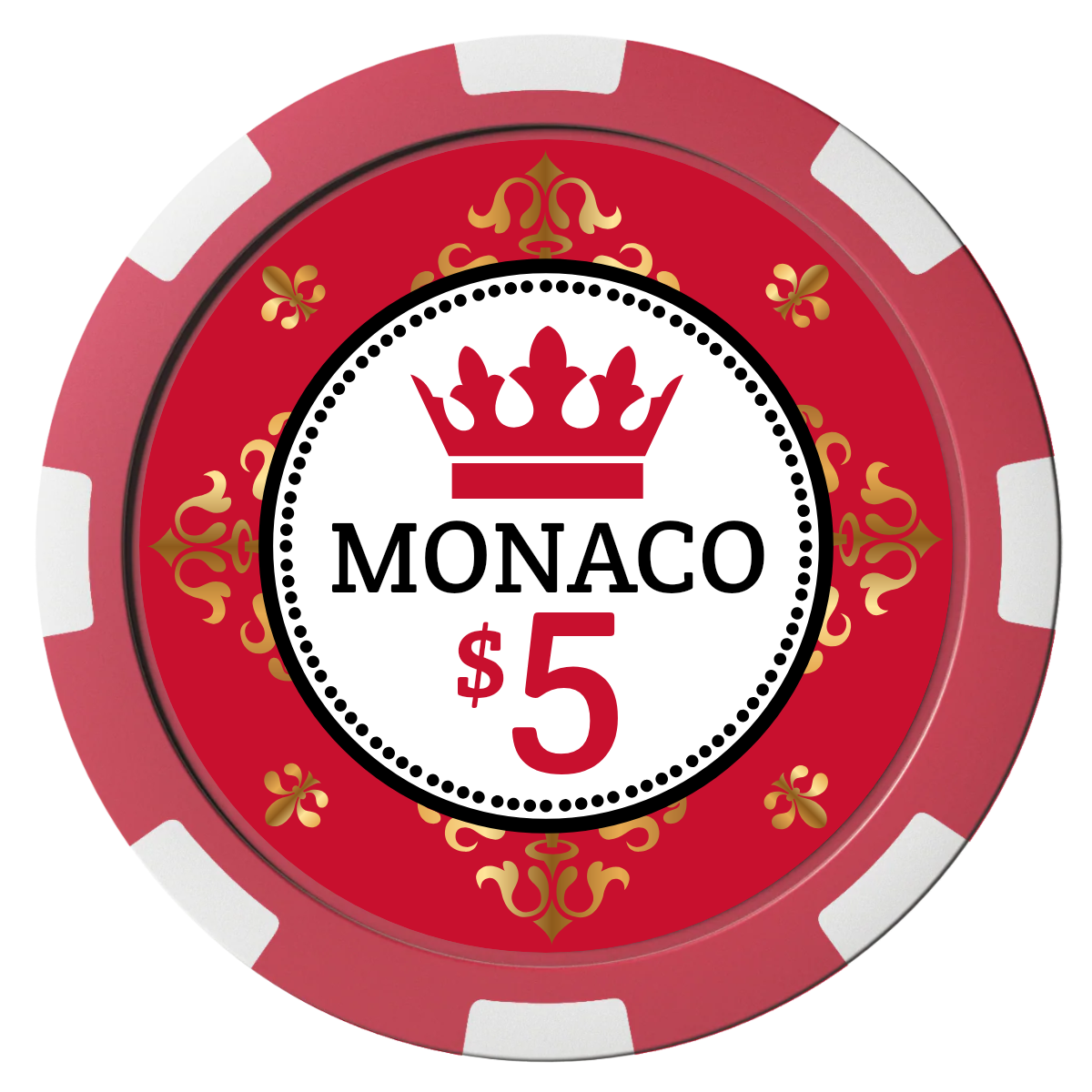Monaco #001 Magnetic Composite Poker Chips - Red / 8 Spot - Front