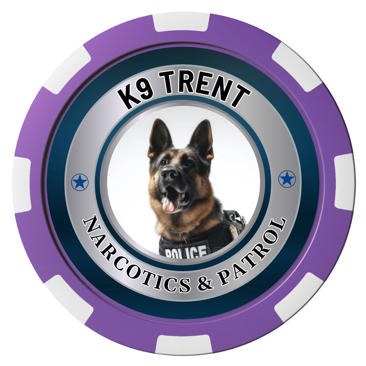 K-9 Trent Composite Poker Chips - Purple / 8 Spot - Front