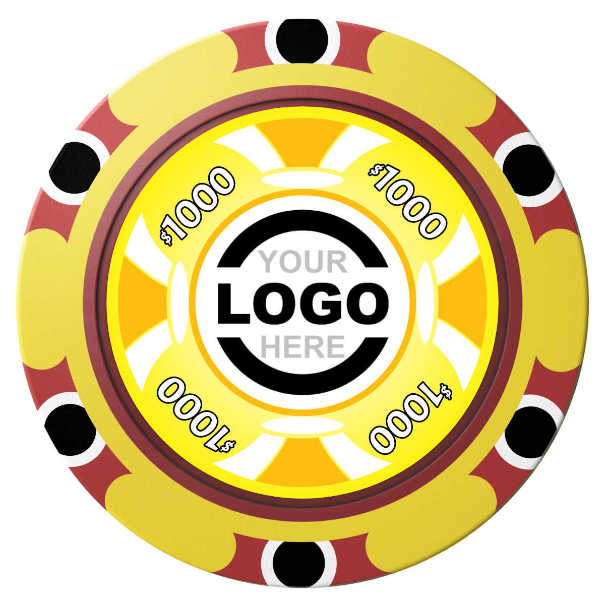 Alan Baker 4-2S A Clay Poker Chips - Yellow / Monte Carlo / 40mm - Front