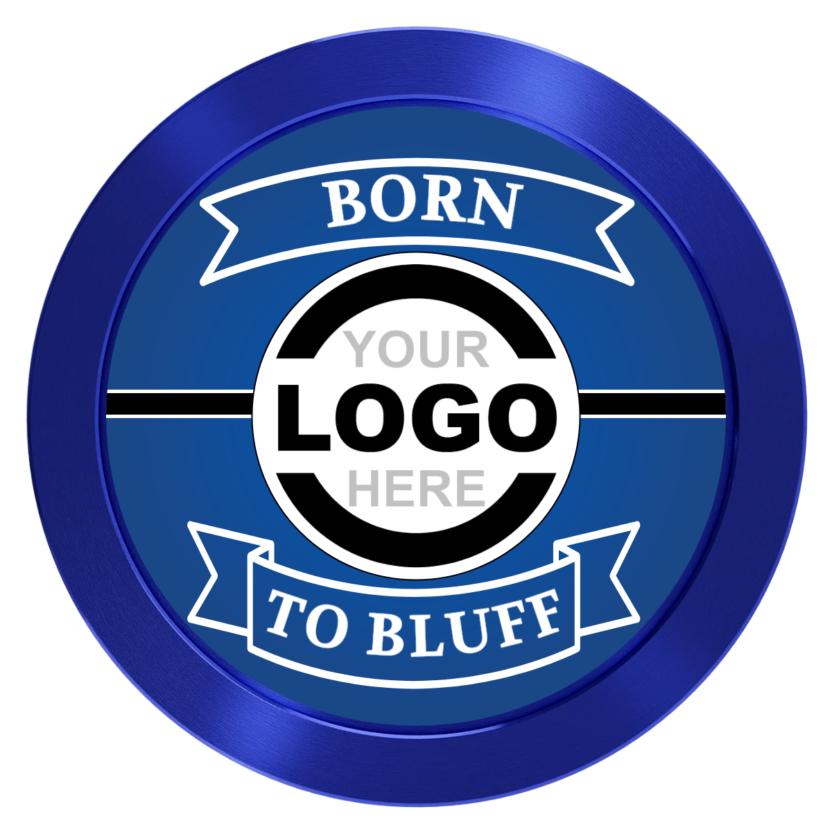 Double Banner Aluminum Poker Card Guards - Blue - Front