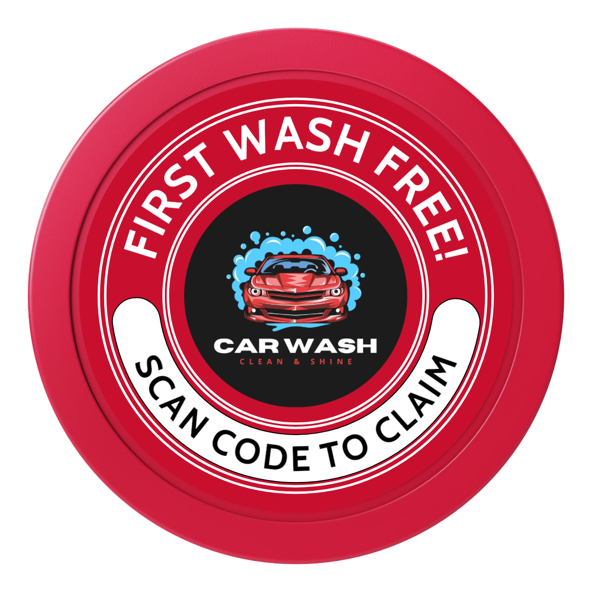 Car Wash Promotion 2" Oversized Poker Chip - Custom Dealer Button & Card Protector - Red - Front