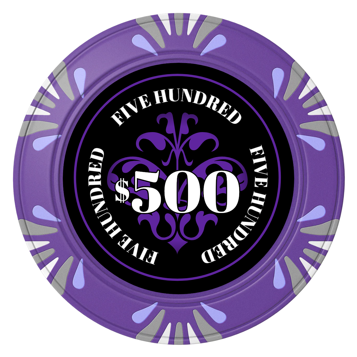 Gothic Revival Clay Poker Chips - Purple / Macau / 40mm - Front