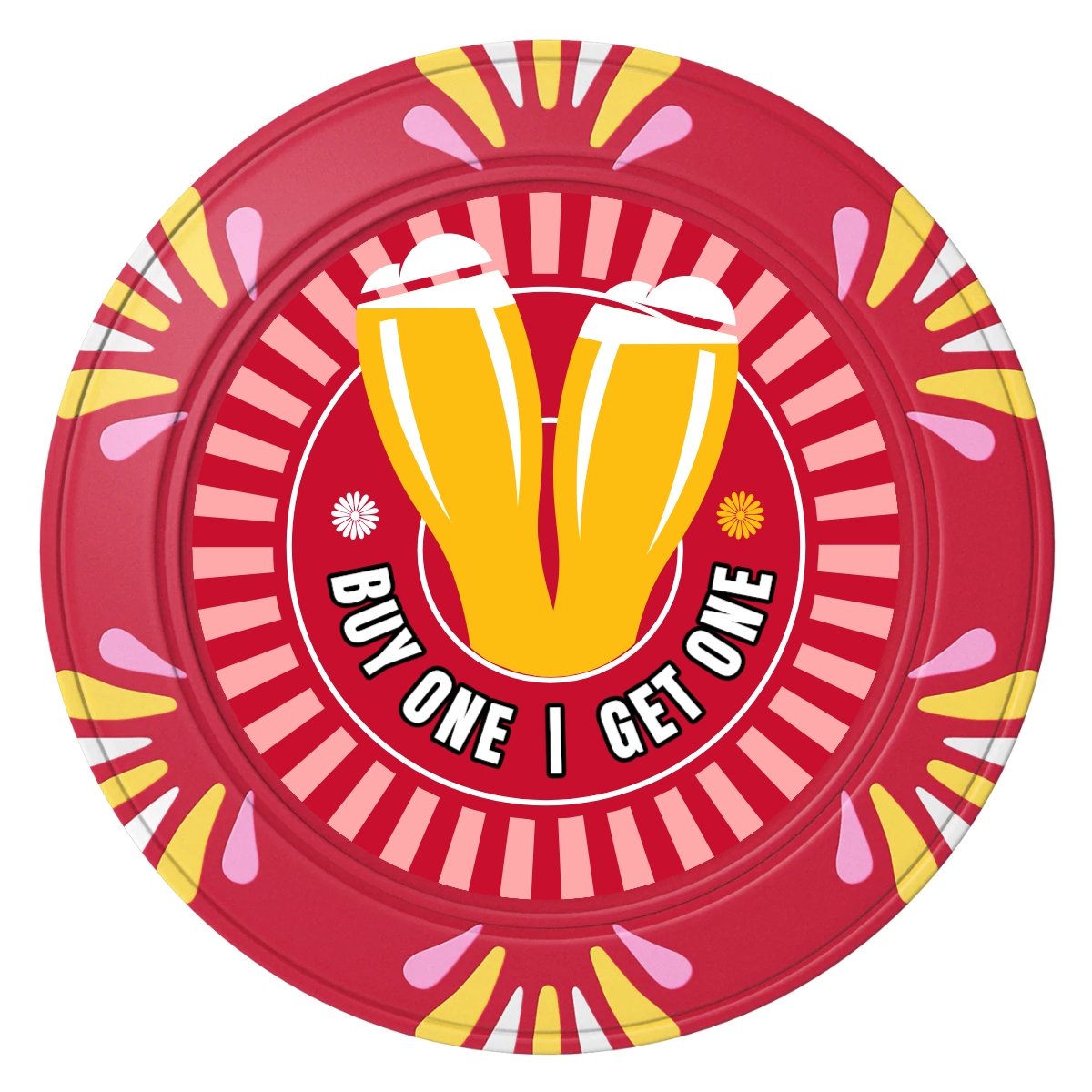 Double Pint Clay Poker Chips - Red / Macau / 40mm - Front