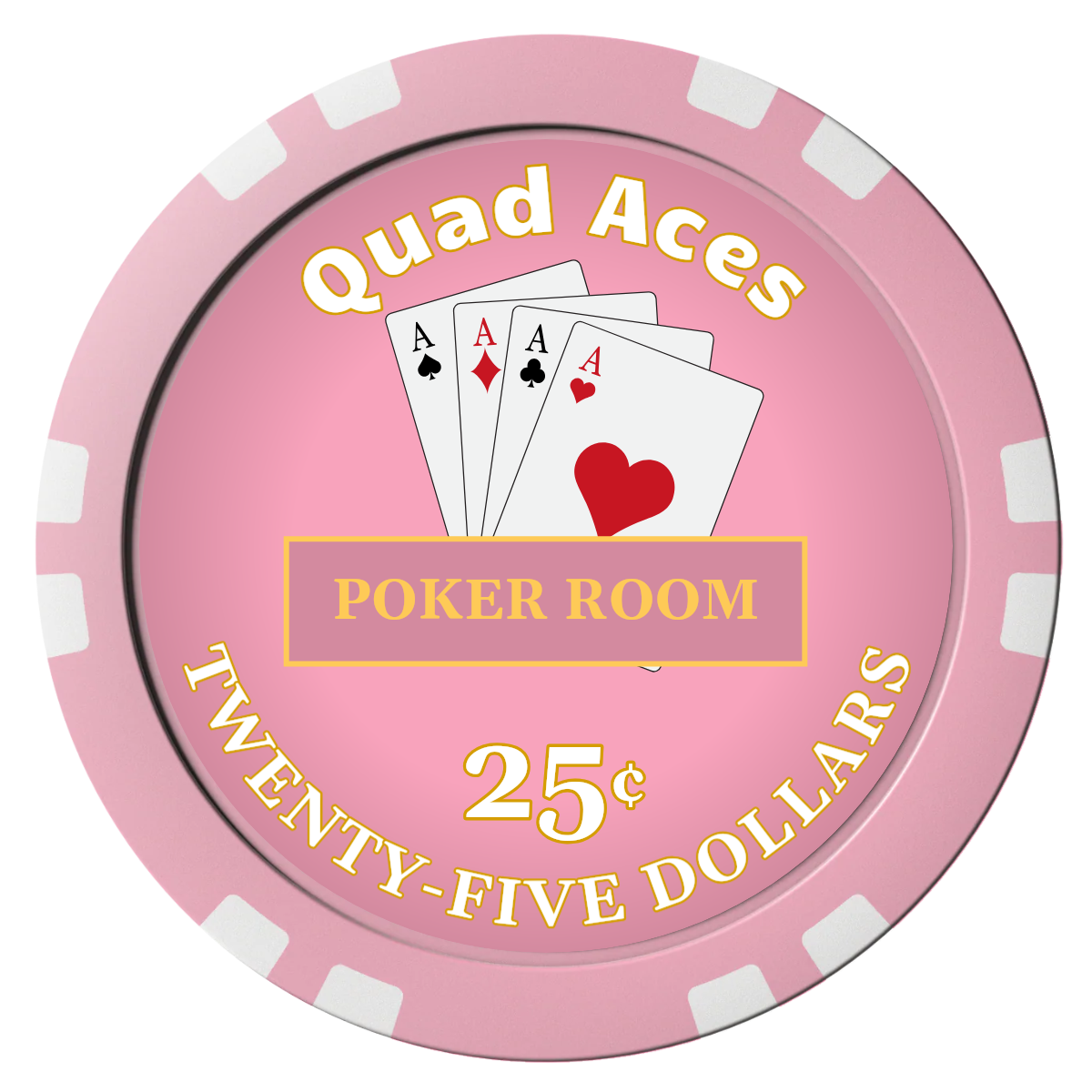Quad Aces Composite Poker Chips - Pink / Double Stripe - Front
