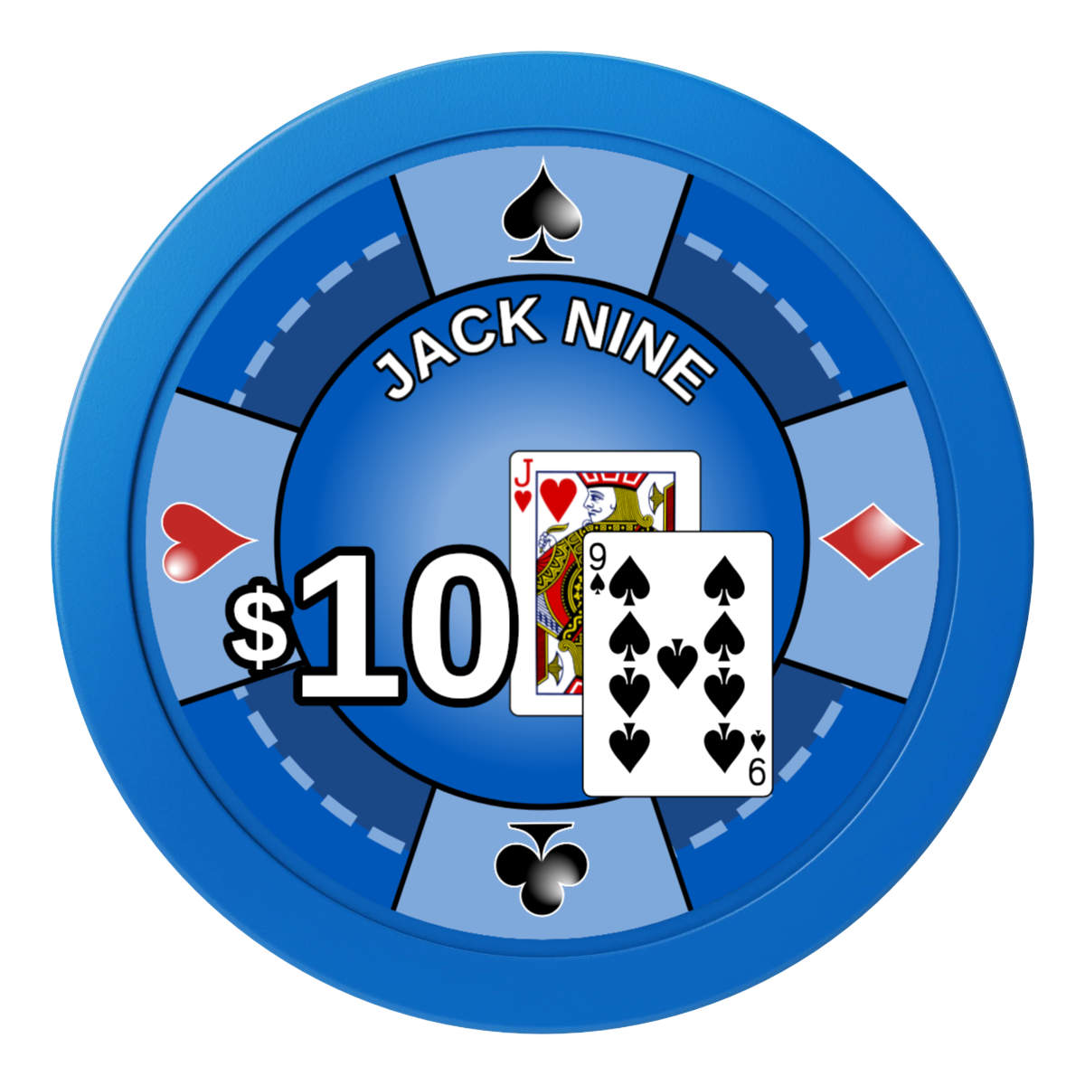 Jack Nine Card Room 2" Oversized Poker Chips - Blue - Front