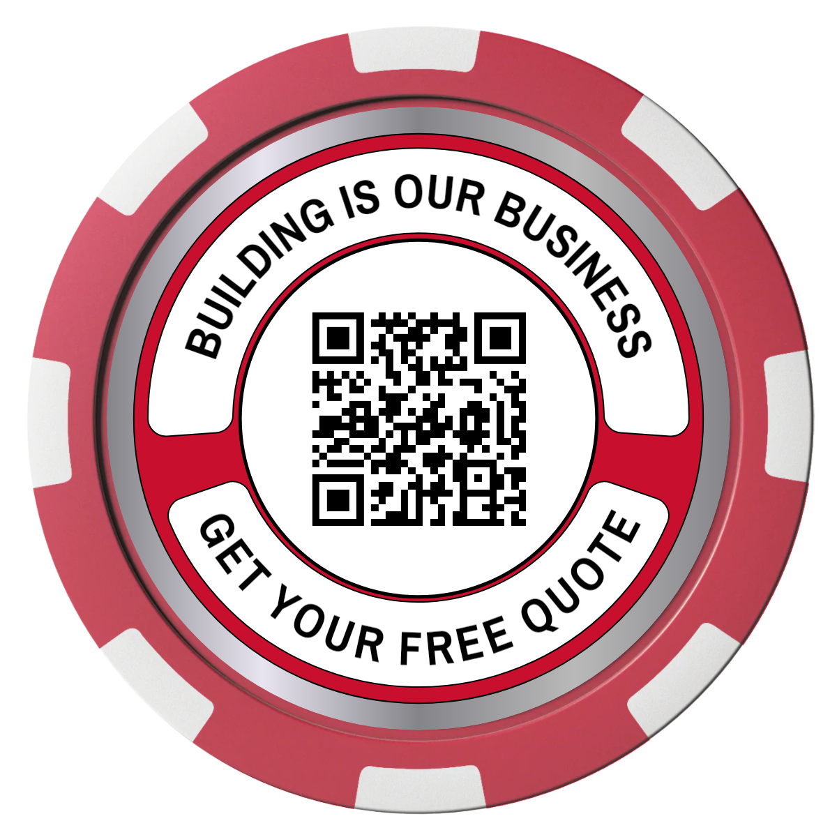 Acme Construction Composite Poker Chips - Red / 8 Spot - Front