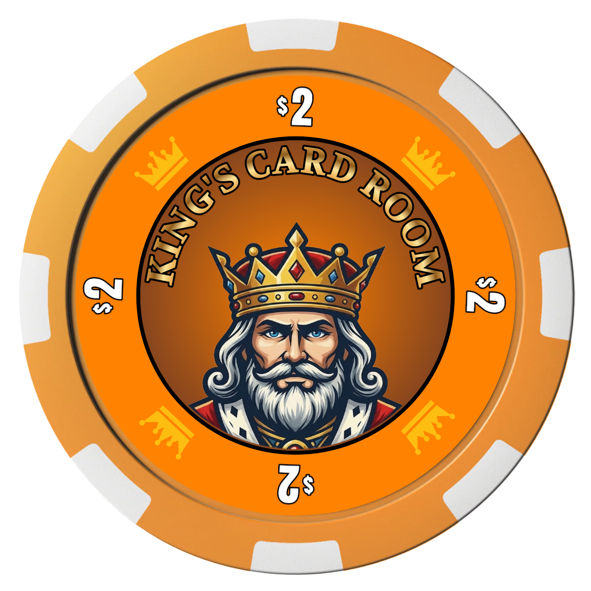 Kings Composite Poker Chips - Orange / 8 Spot - Front
