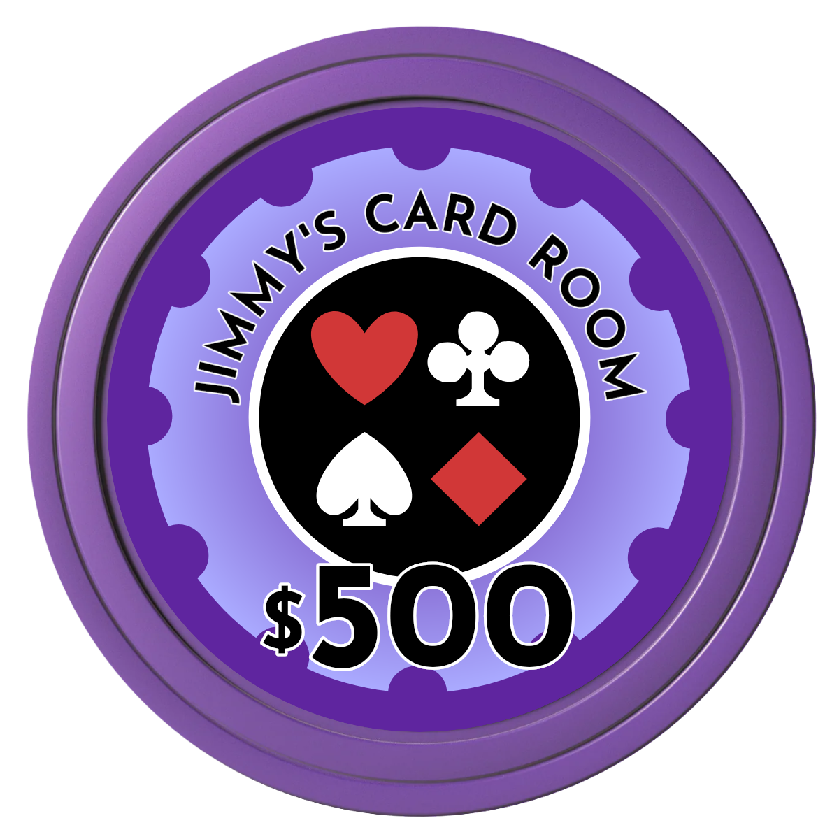 Your Four Suits Composite Poker Chips - Purple / Solid - Front