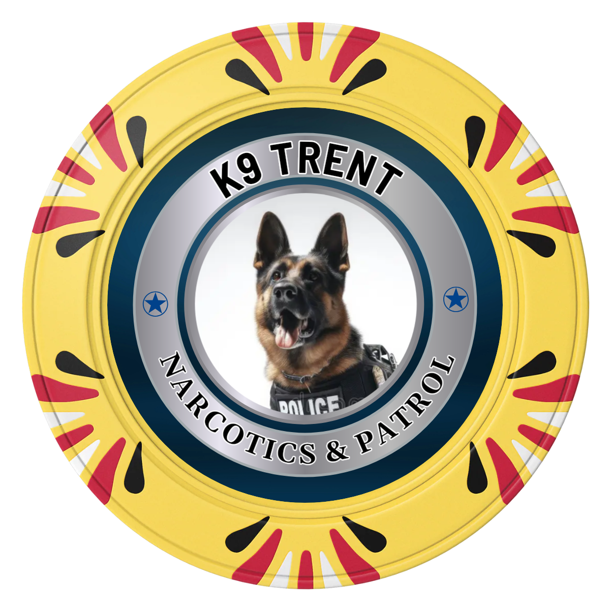 K-9 Trent Clay Poker Chips - Yellow / Macau / 40mm - Front
