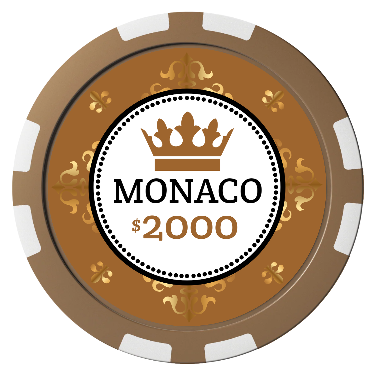 Monaco #001 Composite Poker Chips - Brown / 8 Stripe - Front