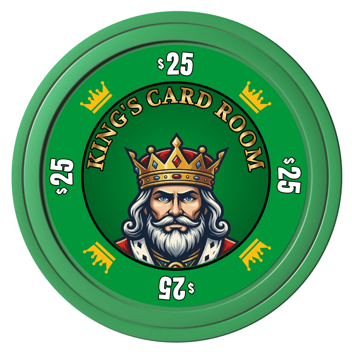 Kings Composite Poker Chips - Green / Solid - Front
