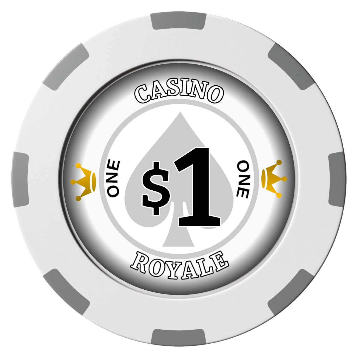 Casino Royale Clay Poker Chips - White / 8 Spot (2 Tone) / 40mm - Front