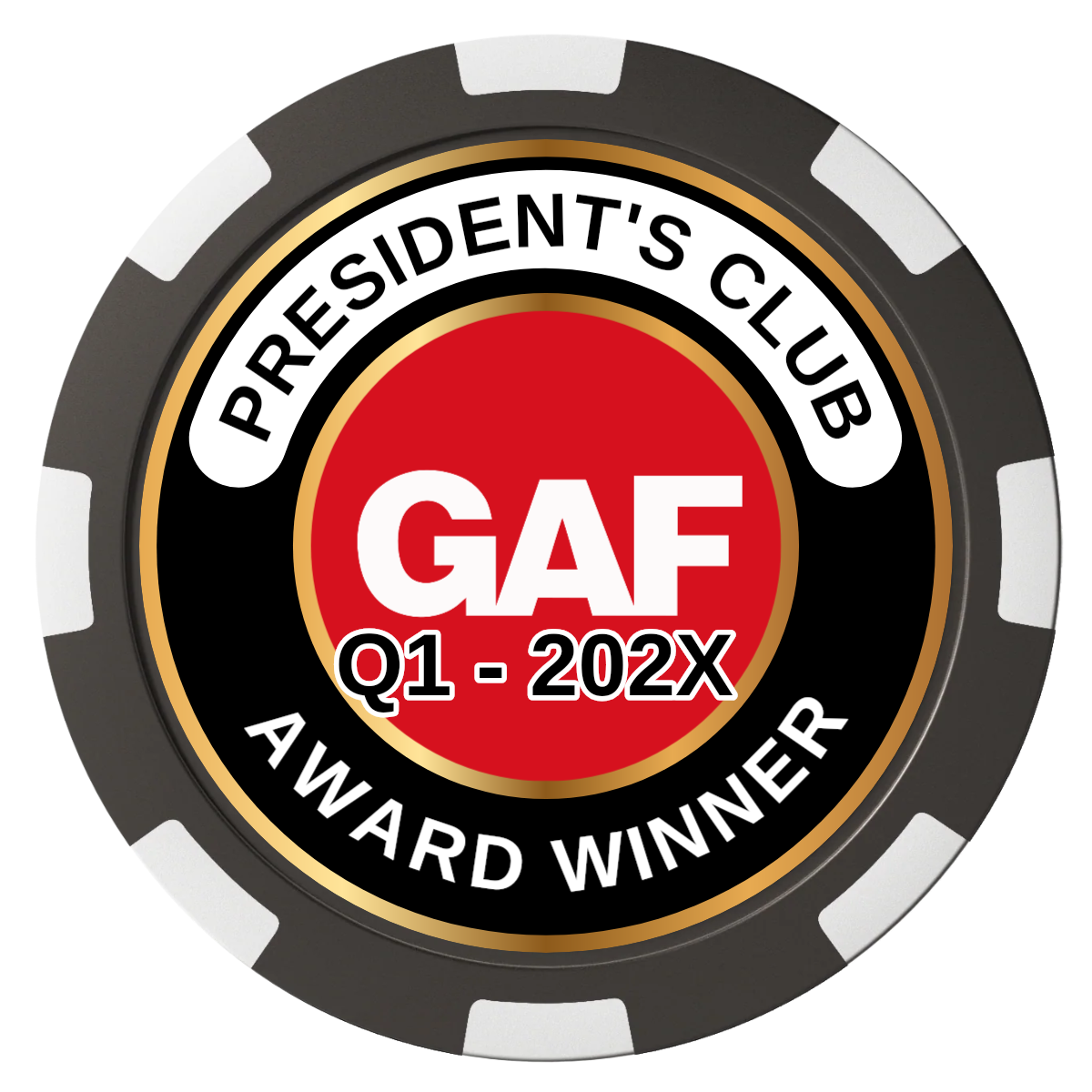 President's Club Magnetic Composite Poker Chips - Black / 8 Spot - Back